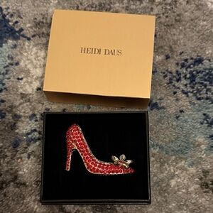Heidi Daus Red Crystal Shoe Brooch